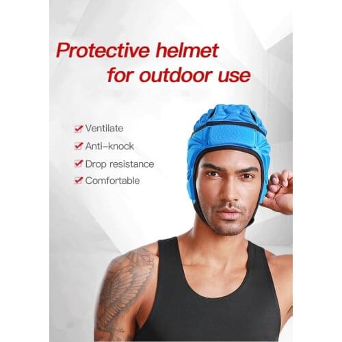 Adults Protective Hat, Unisex Shockproof Safety Helmet with Air Vents for Rugby Hockey, Black/Blue