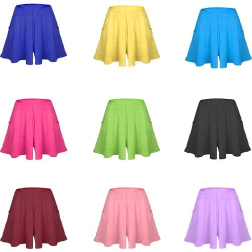 Nevettle High waist Pleated Wide leg Skirt Shorts Women Candy color Beach Loose Modal Cotton Casual Short Pants Feminino