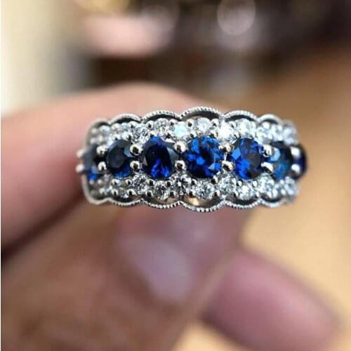 Women Lady Elegant Round Cut Elegant Zircon Stone Inlaid Ring Unique Wedding Engagement Party Rings Jewelry