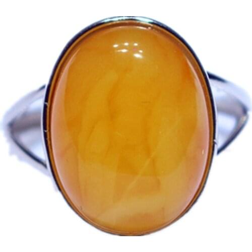 Natural amber ring Inlaid 925 sterling silver for women rings resizable old amber rings diamond rings for women