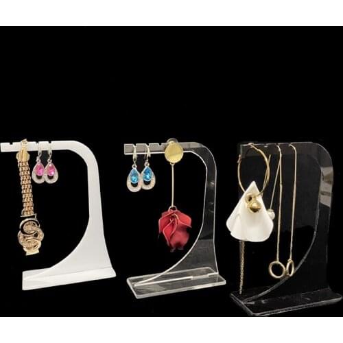 1pcs White Black Clear Acrylic Jewelry Hanging Rack Bangle Display Stand Necklac Showcase Earring Display Hanger Bracelet Holder