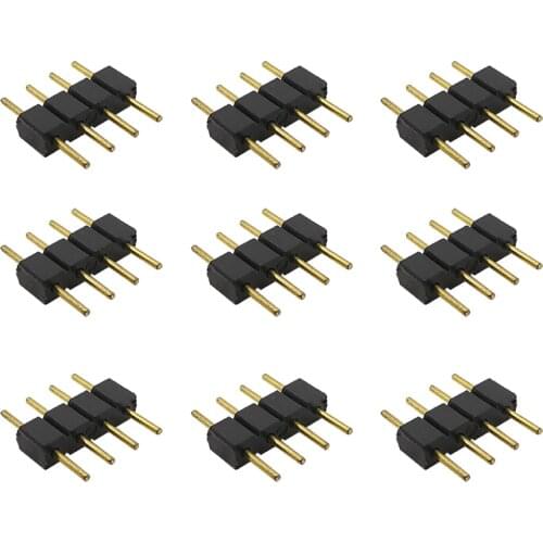 20pcs/lot 4Pin RGB Connector 4P Male & Female Plug Socket Pin Needle RGB Connectors Adapter for 3528 5050 RGB LED Strip Lights