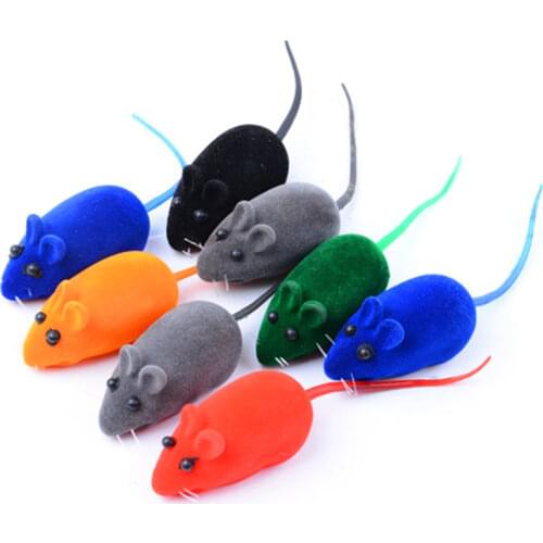 1/2/5pcs Interactive Plush Rubber Vinyl Mouse Pet Cat Realistic Sound Toys Flocking Mouse Funny Cat Toys Random Colors Pet Tool
