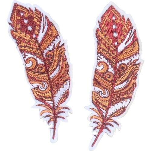 5PCS Feather Patches Iron on Patches for Clothes 3D Embroidery Applique DIY Jacket Backpack Clothes Stickers Apparel Accessories
