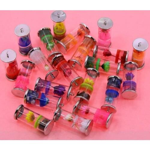 5pcs Glass Material Creative Dry Vase Everlasting Flower Sparkling Various Color Necklace Pendant Keychain Accessories
