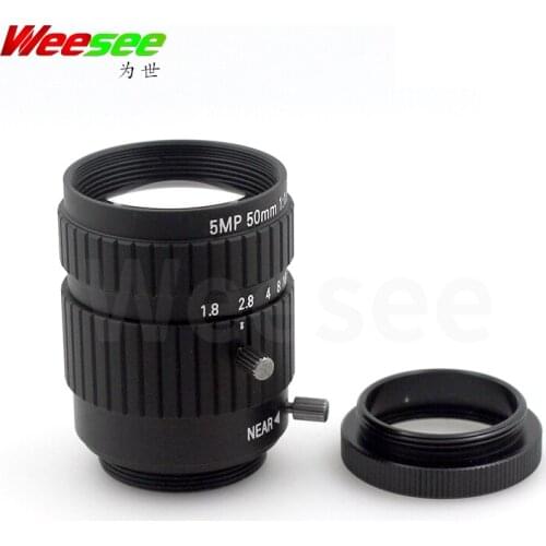 50mm 5MP CCTV lens manual iris focus CS mount industrial security camera lens