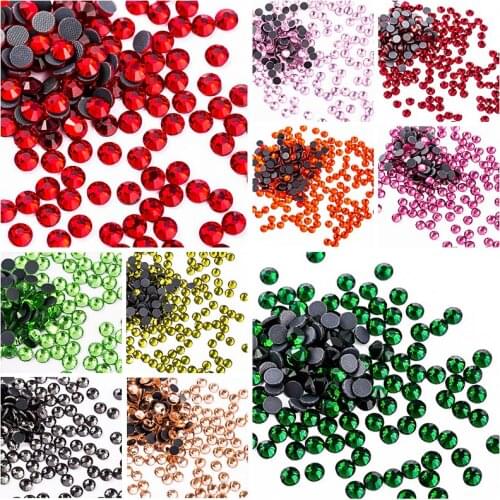 All Size Top Quality Crystal AB/288-1440 pcs Clear Super Bright Hot fix Rhinestone Glass Strass Iron On stone For Fabric garment