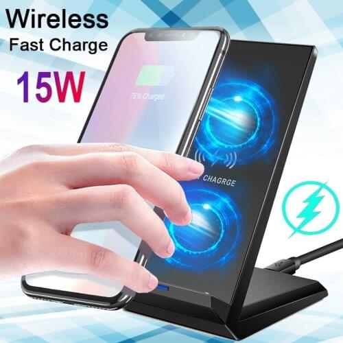 15W Qi Wireless Charger Stand for IPhone 12 Pro Max Xiaomi Huawei Fast Wireless Phone Charger Charging Station Dock Holder Stand