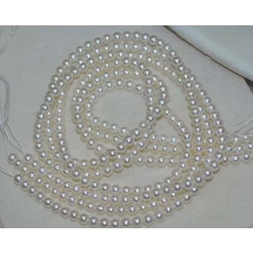 Miss00167 Natural 5 Strands 6-7mm AAA white luster round freshwater pearl Loose Bead 15"