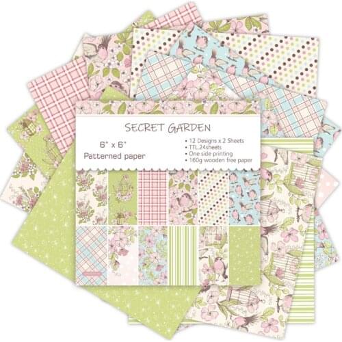 12Sheets Secret Garden Design Scrapbooking Paper Packs For Diy Origami Arts Craft Paper Cards Vintage Scrapbook Paper