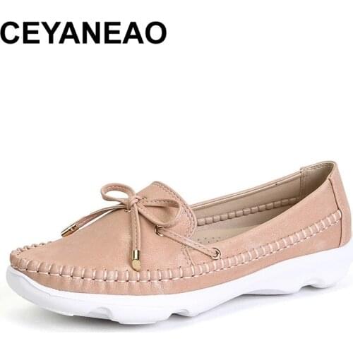 CEYANEAO European and American Fashion Womens Shoes Retro Loafers Flat Small Leather Shoes Platform Shallow Mouth Single Shoes
