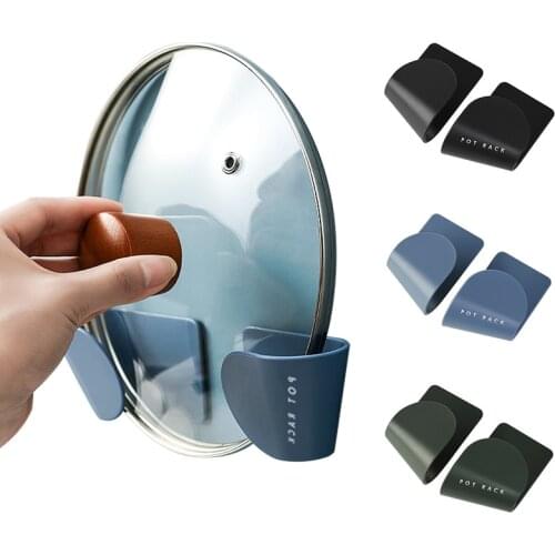 Pot Cover Holder Pan Lid Holder Wall Mounted Pot Lid Rack Dish Drying Rack Punch Free Kitchen Storage Shelf Organizer