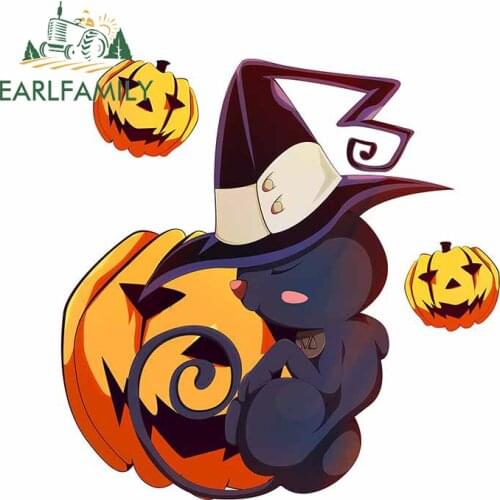 EARLFAMILY 13cm x 12.7cm For Blair Soul Eater Halloween Pumpkin Car Stickers Fine Decal Occlusion Scratch Personality Creative