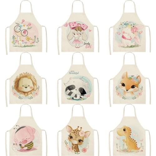 FYMX Lovely Cow Kitchen Apron Cartoon Animal Pretty Wreath Pinafore For Men And Women Home Cleaning