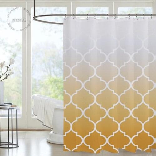 Geometric Stripe Shower Curtains Waterproof Polyester Bath Cover Bathroom Curtain with Hooks Mildew Proof Eco-Friendly Stocked