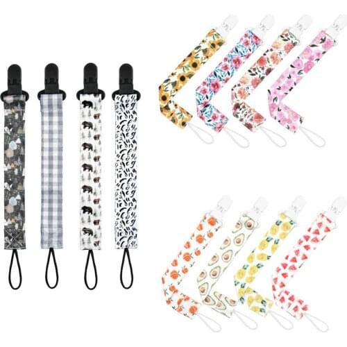 HobbyLane 4pcs Baby Pacifier Anti-drop Chain Printed Pacifier Clip Safety Teether Holder
