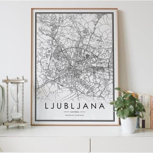 LJUBLJANA city map Nordic Living Room Decoration Canvas Poster Modern Home Decor Art Print Painting