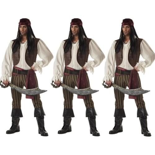 Halloween Cosplay Game Performance Costume Adult Male Pirate Jack Pirate Shipmaster Costume