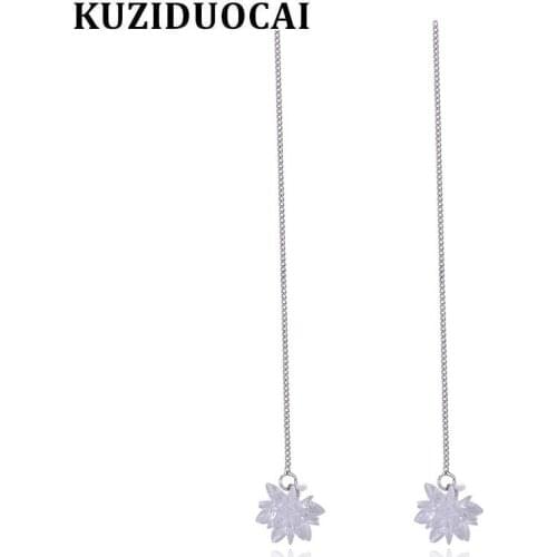 Kuziduocai New Fashion Jewelry Will Not Fade 100% True Crystal Flower Ball Tassel Earrings For Women Gift Girl Pendientes E-1281