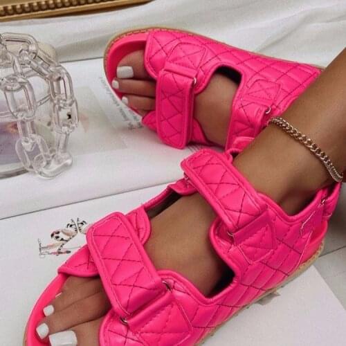 Summer Sports diamond Sandals Women Casual Soft Bottom Non-slip Flat Velcro Beach Sandals Ladies Shoes 2021 New Style 43