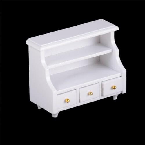 1:12 Scale Dollhouse Miniatures Furniture Kitchen Bathroom White Cabinet Chest Cupboard Wooden Toys for Bjd Doll
