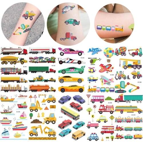 Cartoon Police Car Temporary Tatoo Sticker Waterproof Fake Tattoo Hand Foot Tattoos Engineering Vehicle for Kids Children