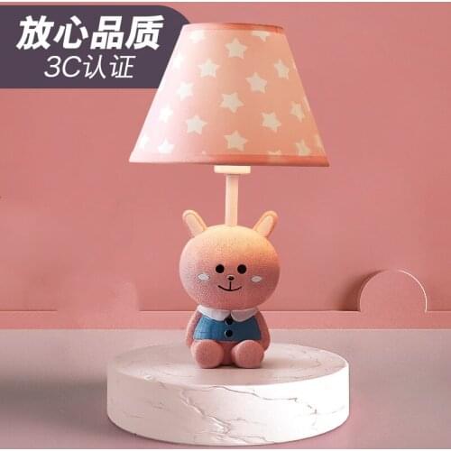 Cartoon Creative Pink Rabbit Table Lamp Girls Bedroom Childrens Room Lamp Modern Simple LED Color Animal Table Lamp