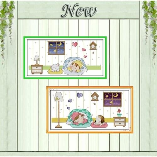 Sleep baby angel boy girl diy decor paintings counted print on canvas DMC 11CT 14CT Cross Stitch kits embroidery needlework Sets