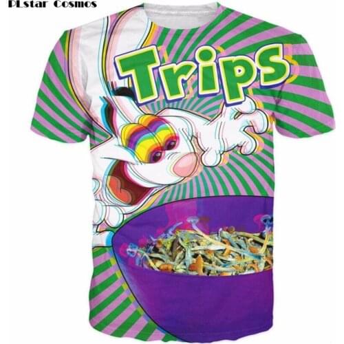 PLstar Cosmos 2018 New Fashion t-shirt trippy vibrant Trix Rabbit psychedelic 3D Print Crewneck T shirts Mens Womens tee tops