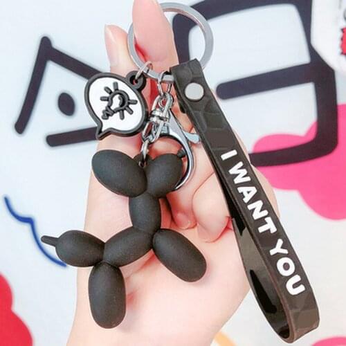 New Cute Balloon Dog Keychain Key Ring Creative Cartoon Mobile Phone Bag Car Pendant Fun Keychain Jewelry Gifts