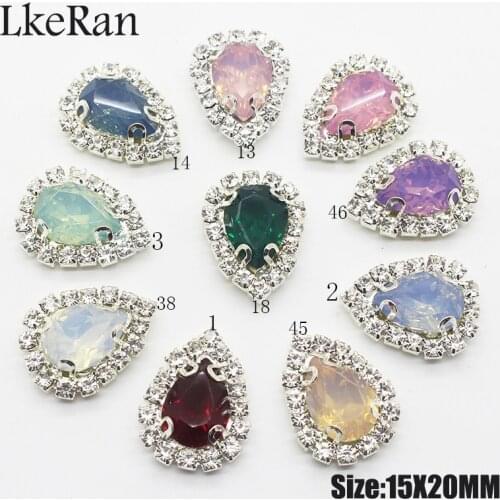 New Color 10Pcs 15*20mm Water drop Resin Rhinestones Button Diy Hair Flower Ribbon Accessories Wedding Embellishment Decoration