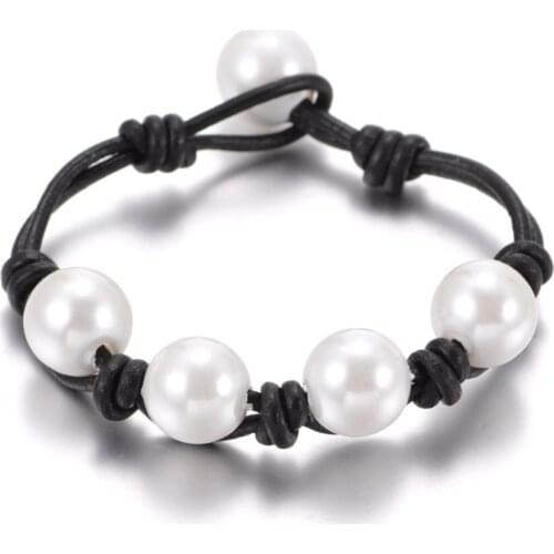 New Arrivals Hot sale Pearl Leather bracelet many styles Imitation Pearl Handmade leather cord SZ0371e