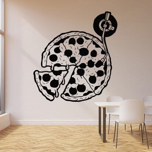 Pizza Wall Decal Pizzeria Italian Restaurant Cafe Interior Decor Vintage Records Disk Vinyl Window Stickers Creative Mural E466