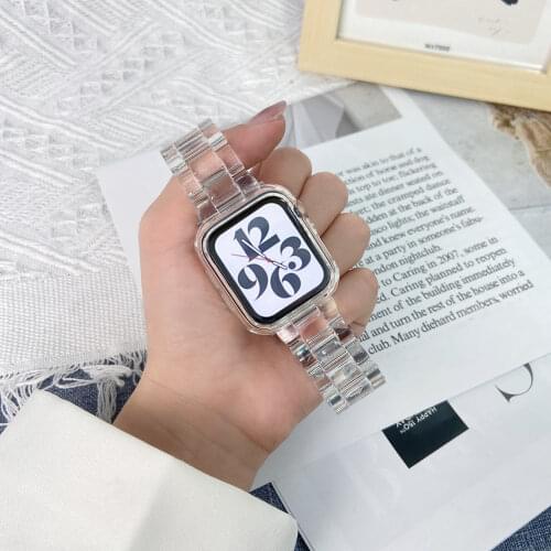 Transparent Wristband for Apple Watch Strap 44mm 40mm 38mm 42mm Watch Frame Protector for iWatch Series 6 SE 5 4 3 2 1 Band