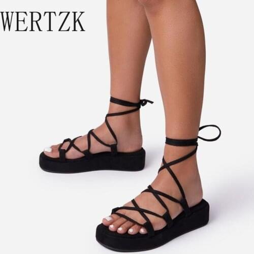 Gladiator Sandals For Women 2021 Summer Woman Thick Bottom Platform Flats Womens Fashion Cross Strap Sandalias Female Shoes