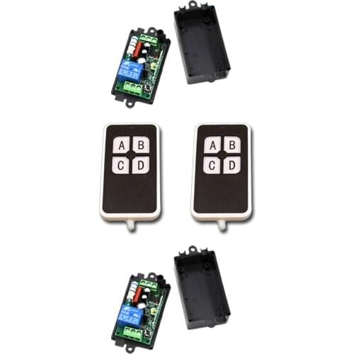 Burst Section AC110V 220V 1CH RF Wireless Remote Control Switch System 2Transmitter +2Receiver with Black Case Free Shipping