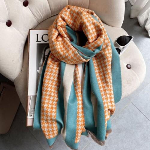 2021 New Plaid Cashmere Scarf Winter Women Fashion Shawls and Wraps Thick Warm Blanket Female Foulard Hijab Scarves