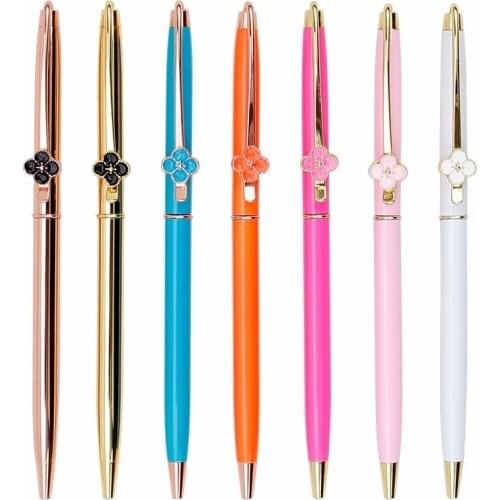 New Style Four-leaf Clover Ballpoint Pen Colorful luxury Advertising metal Gift Pen Learning School Stationery