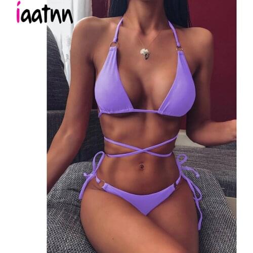 Sexy Halter Micro Bikini 2021 Push Up Swimwear Women Swimsuit Female Bandage Thong Bikinis Set Swimming for Bathing Suit Woman