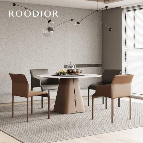 Modern light luxury dining table and chair combination style round table home small apartment simple dining table