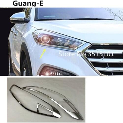 Car Body Styling Front Head Light Lamp Hood Molding Frame Stick ABS Chrome Cover Trim For Hyundai Tucson 2015 2016 2017 2018