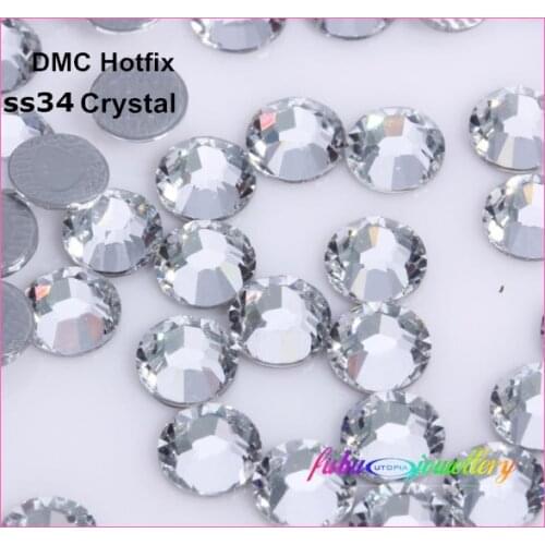 144pcs/Lot, Hot Fix Rhinestones ss34 (7.0-7.3mm) High Quality DMC Crystal Clear Iron on Crystals