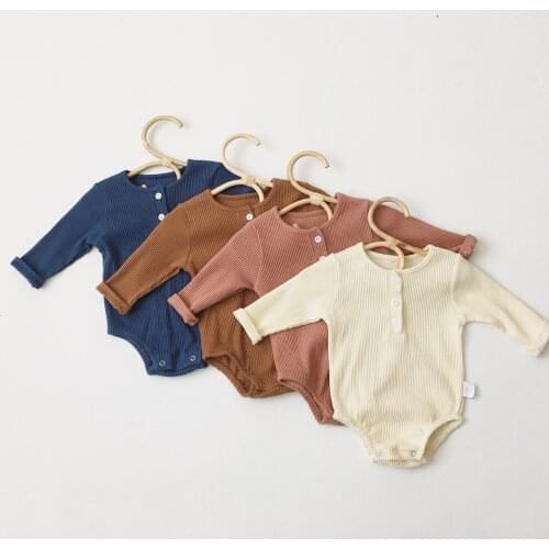 5Colors Spring Baby Girls Clothes Outfits Cotton Infant Boys Long Sleeve Solid Romper Babe Playsuits Autumn Clothing