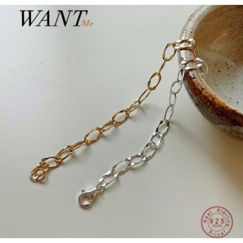 WANTME Real 925 Sterling Silver Simple Punk Hip Hop Cuban Link Chain Charm Bracelet & Bangle for Women Men Korean Rock Jewelry