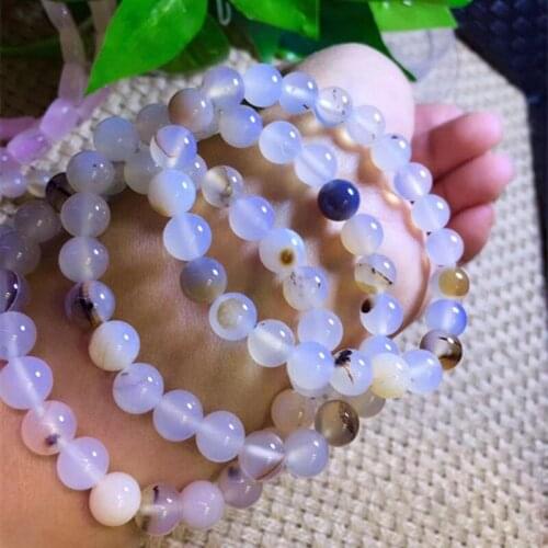 Crystal Jewelry Round Beads Natural water grass agate gemstone bracelet ink painting chalcedony Bracelets