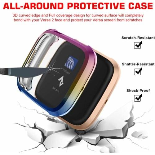 360 Degree Protection Cover For Fitbit Versa 2 Band Case Plating For FitBit Versa/Versa2 Accessories Screen Protective Case