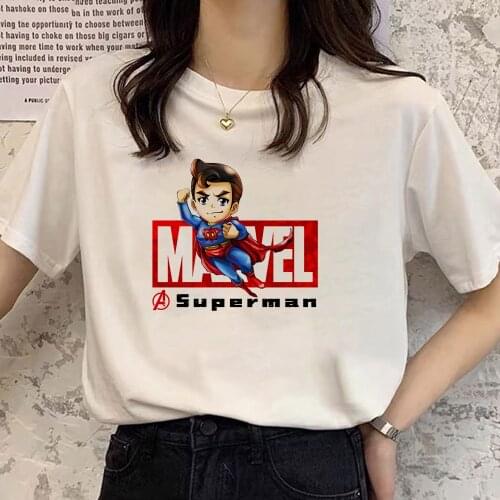 MARVEL T-Shirt Superman Print Women Tshirt Aesthetic Harajuku Fashion Cartoon Short Sleeve Female Clothes Dropship