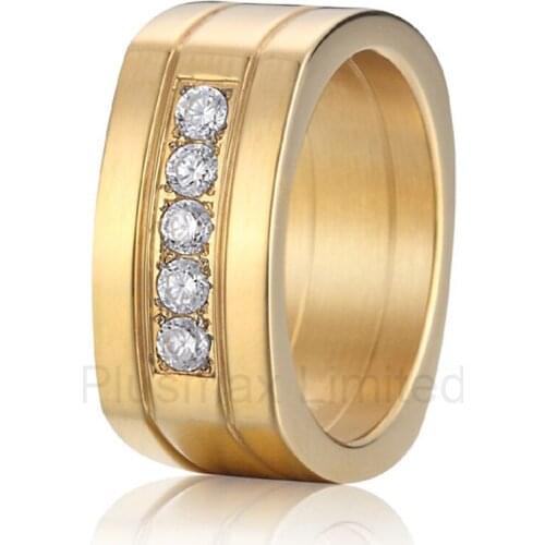 Anel de Casamento Proudly made in China high quality women gold color titanium jewelry wedding band rings
