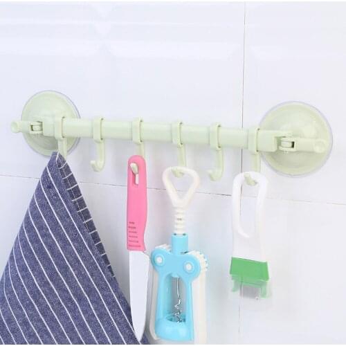 1 PC Bathroom Hanger Hooks Durable Wall Vacuum Rack Suction Cup 6 Hooks Towel Bathroom Kitchen Holder Sucker Hanger Storage