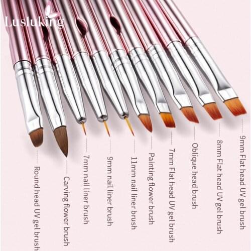 10pcs/lot Nail Art Liner Drawing Painting Brush Reusable Gel Liner Carving Extension Builder Pen Brushes Beauty Makeup Tools
